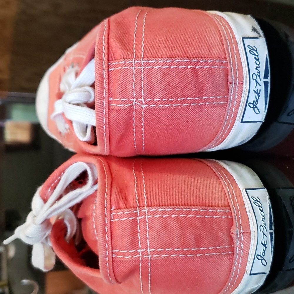 Converse Jack Purcell orange unisex sz. M 8.5 W 10.5 canvas low tops.  Pre-owned - Picture 6 of 9